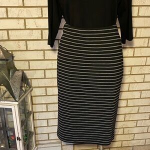 Massimo Black and Gray Striped Pencil Skirt